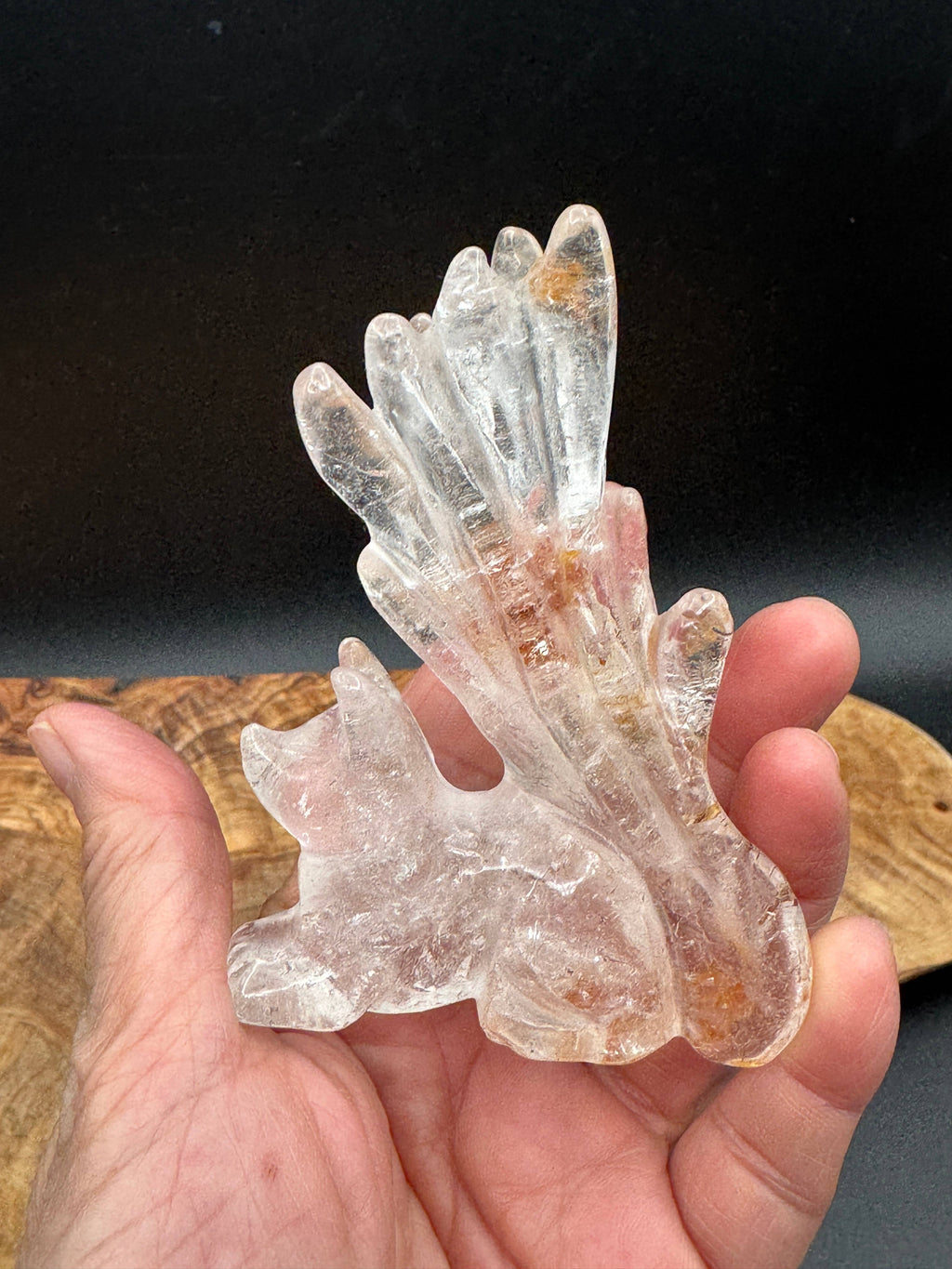 3.7" Hand Carved Golden Healer Quartz Nine-Tailed Fox | Gumiho Kitsune | Exact Piece