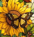 Sunflower & Butterfly Acrylic Suncatcher | Stained Glass Style Window Hanging | 5.5"