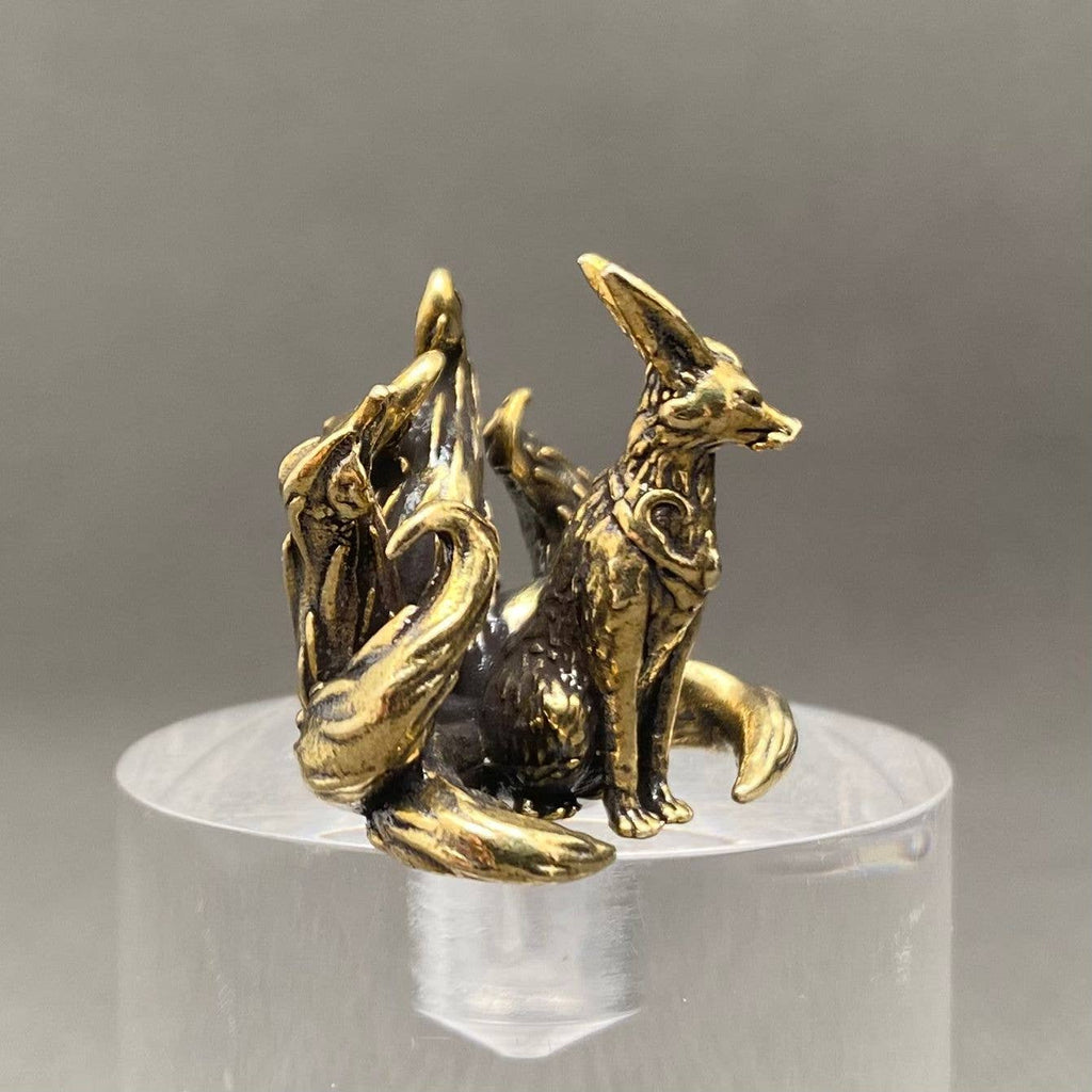 Solid Brass Nine-Tailed Fox Figurine