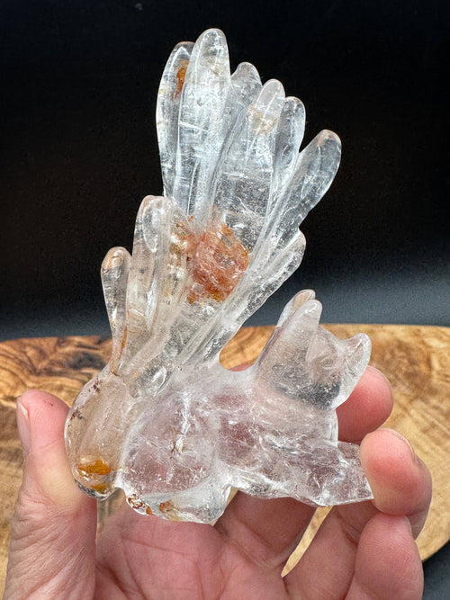 3.7" Hand Carved Golden Healer Quartz Nine-Tailed Fox | Gumiho Kitsune | Exact Piece