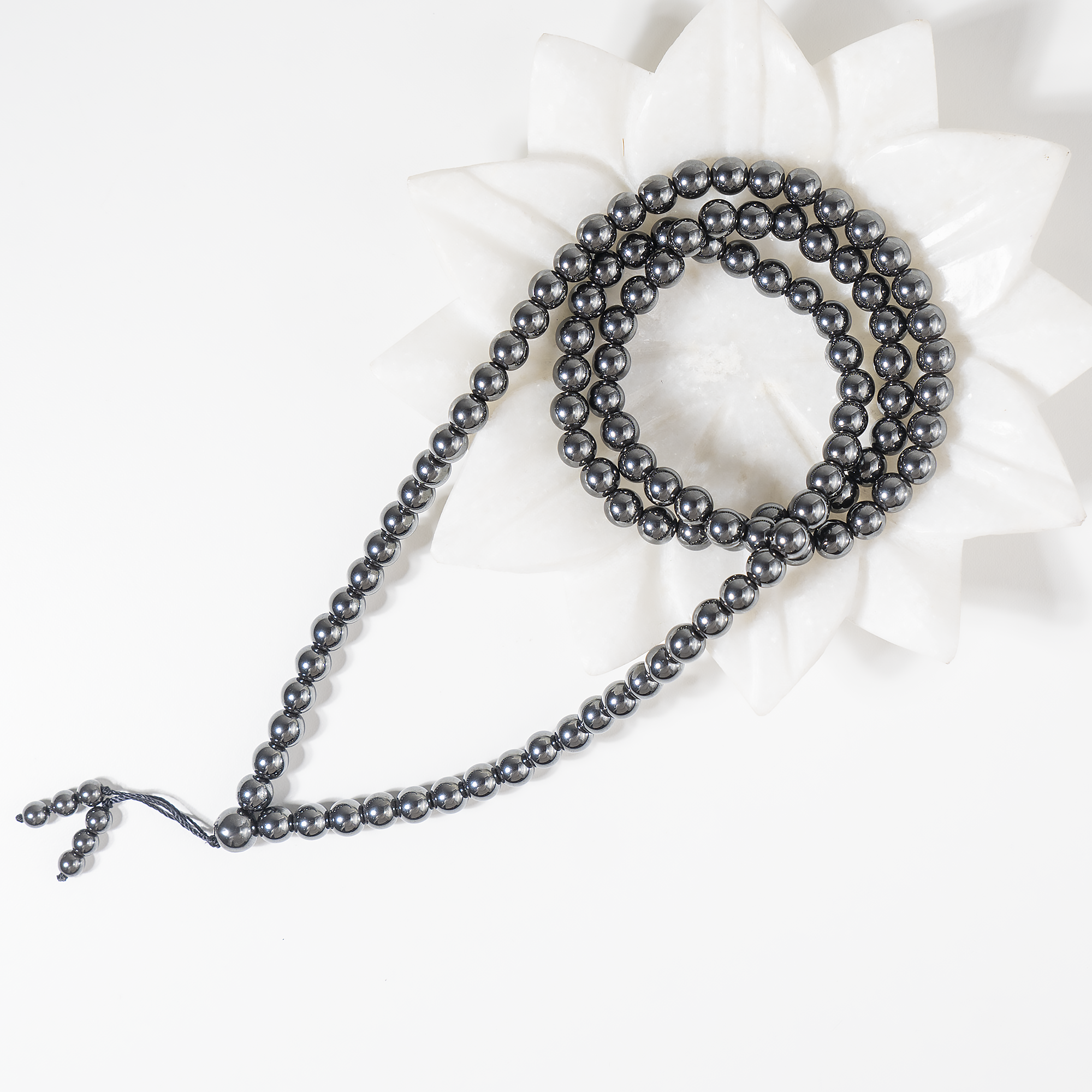 Hematite 108-Bead Mala Necklace | Meditation Prayer Beads | 8mm Gemstone Mala