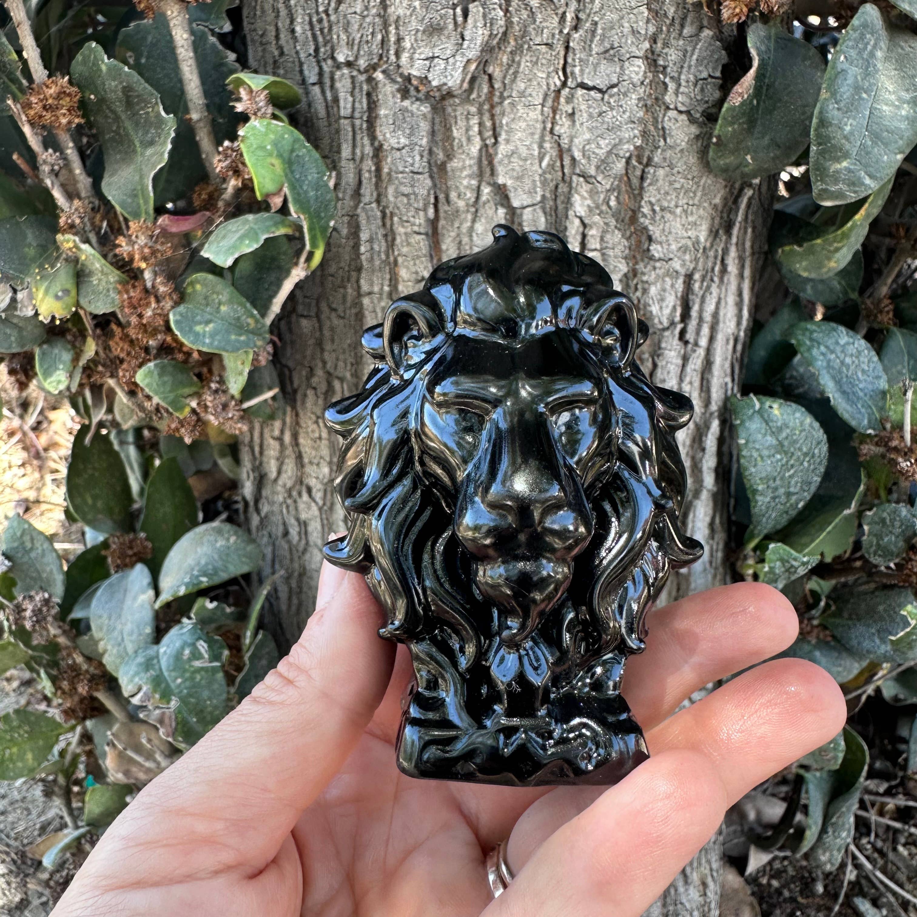 Black Obsidian Lion Carving