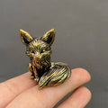 Solid Brass Curled Fox Figurine