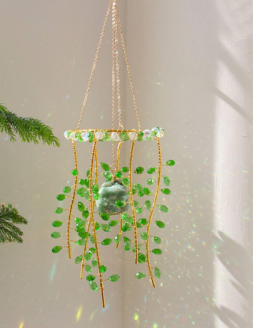 Green Plants Crystal Hanging  Suncatcher