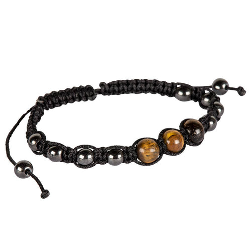 Adjustable Gemstone & Hematite Beaded Bracelet | Tiger's Eye, Rose Quartz, Amethyst & Black Tourmaline
