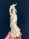 Palm nut Guan Yin on lotus and clouds 8.1"