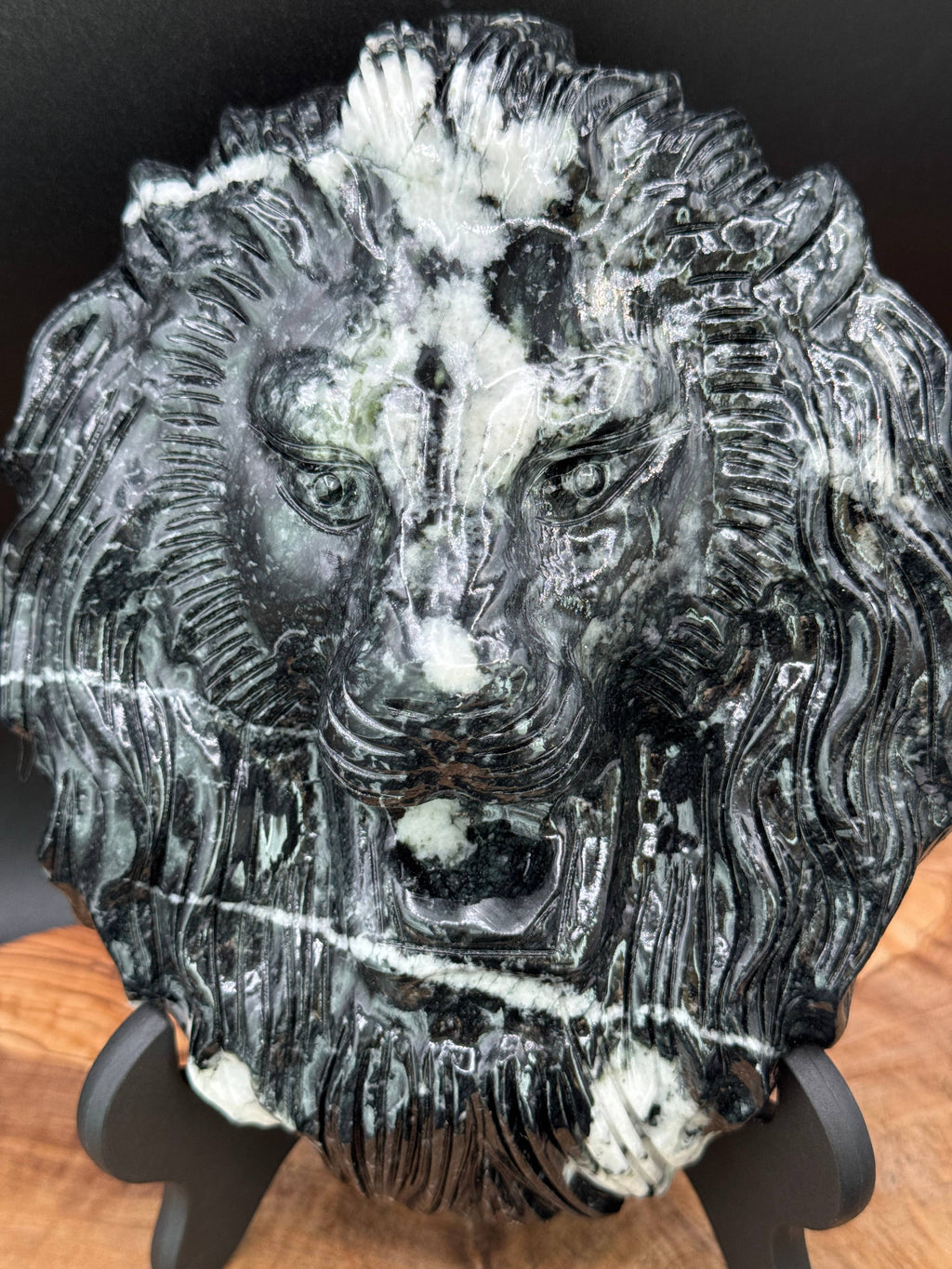 Jasper Leo Lion head carving w/ stand 4.3 lb