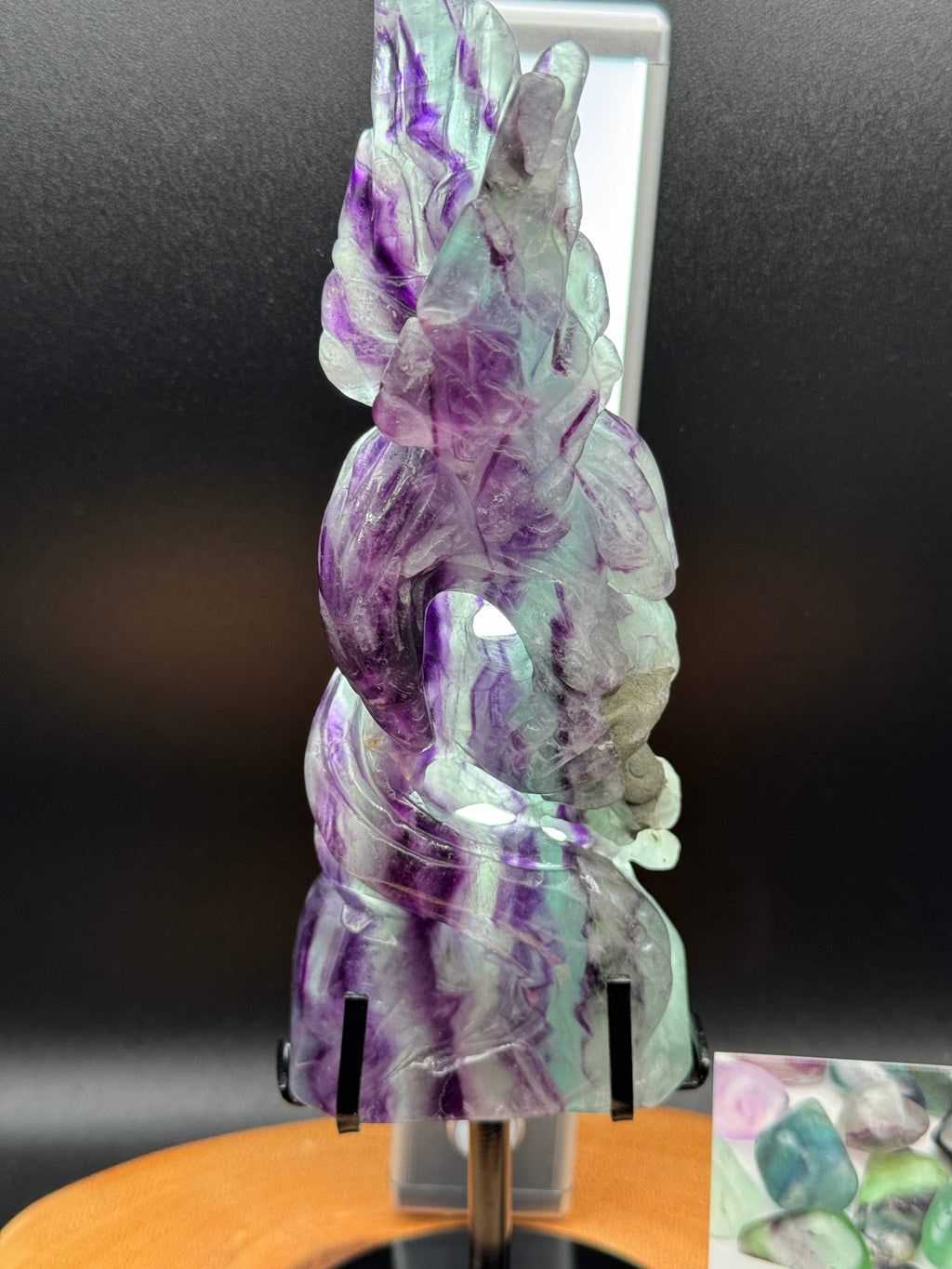 Rainbow Fluorite Eagle & Snake Carving