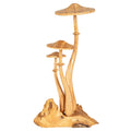 Hand-Carved Triple Mushroom Wooden Sculpture | Nature-Inspired Decor