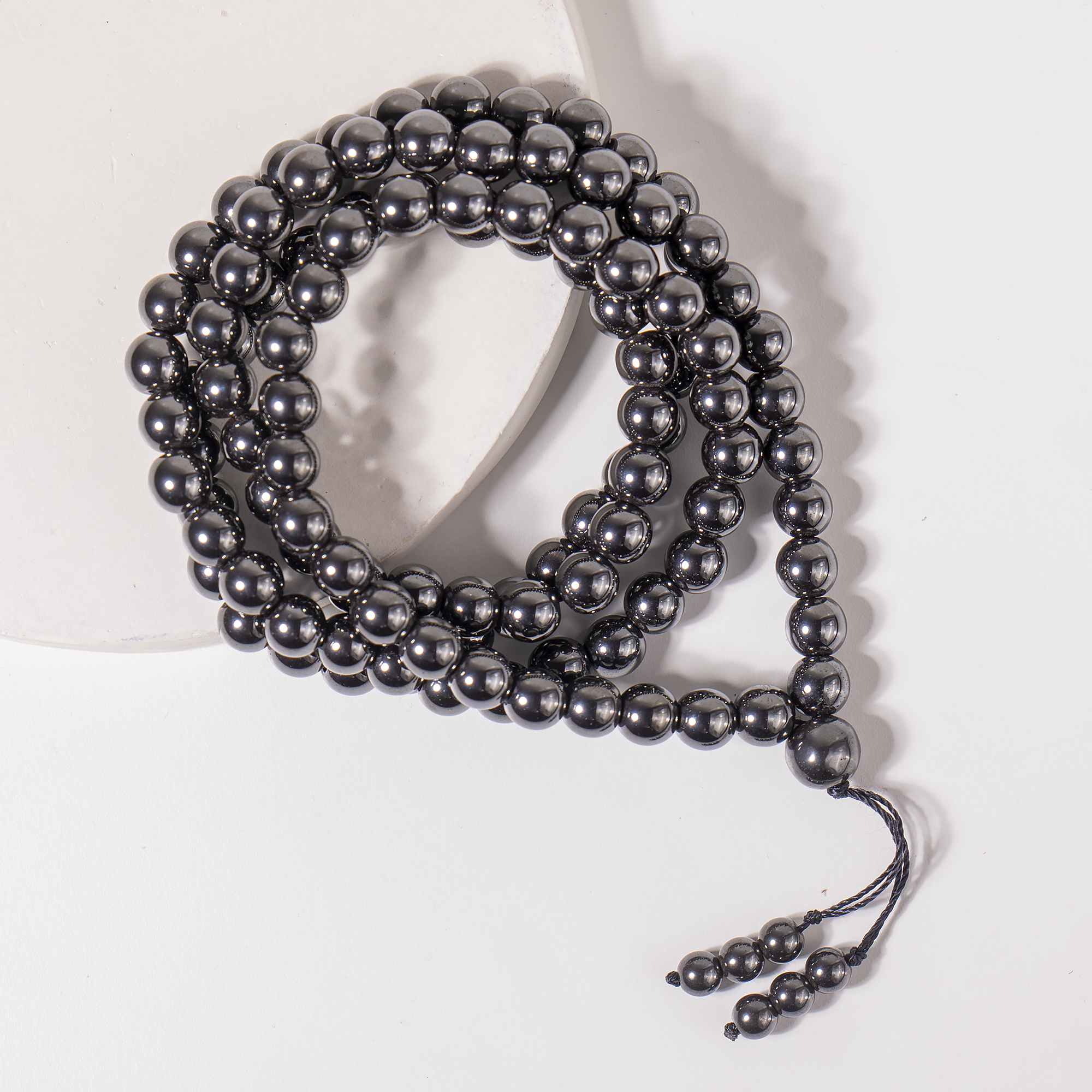 Hematite 108-Bead Mala Necklace | Meditation Prayer Beads | 8mm Gemstone Mala