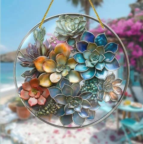 Suncatcher – Coastal Succulent Acrylic Panel