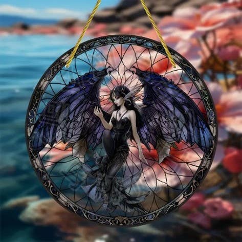 Suncatcher – Gothic Raven Fairy Acrylic Panel