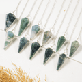 Moss Agate Pendulum | Faceted Gemstone Dowsing Pendulum