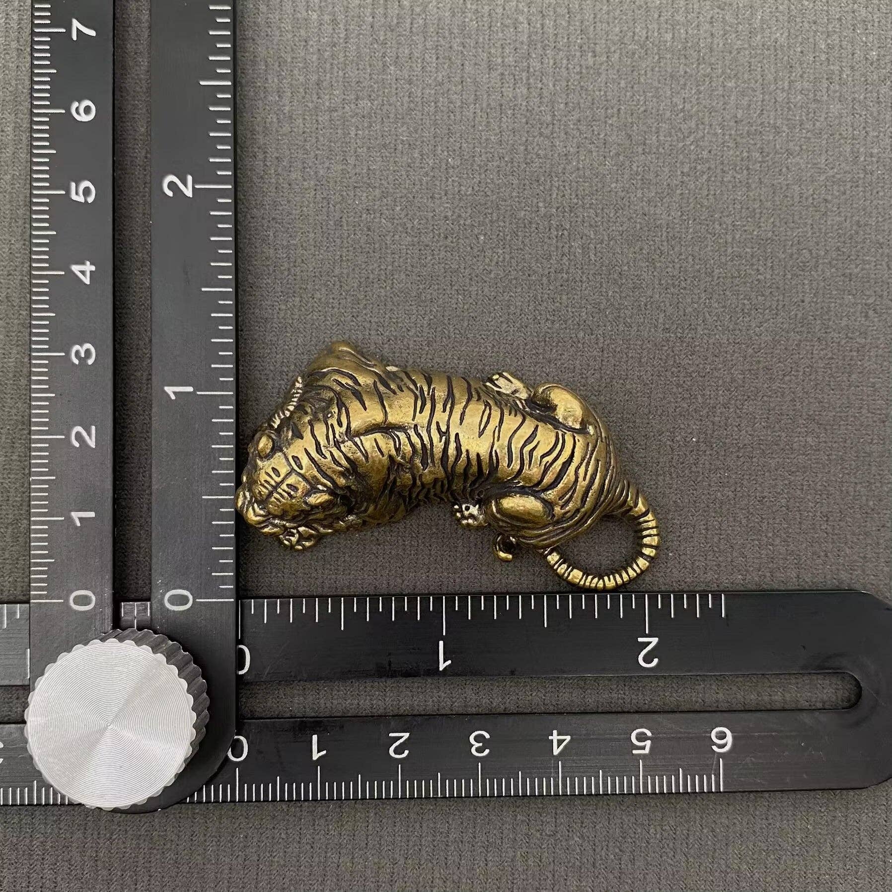 Solid Brass Resting Tiger Figurine