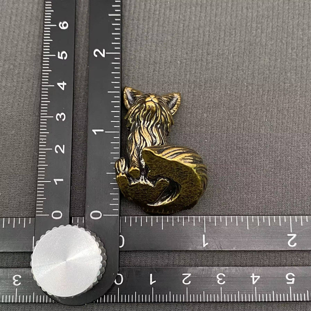 Solid Brass Curled Fox Figurine