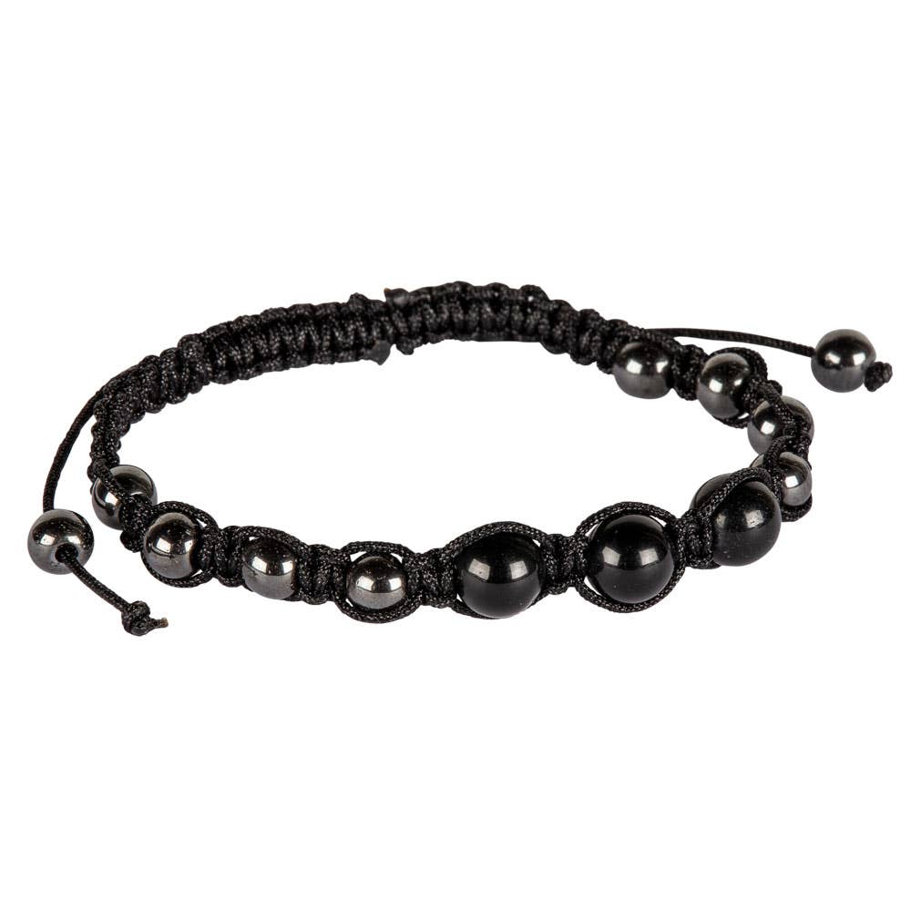 Adjustable Gemstone & Hematite Beaded Bracelet | Tiger's Eye, Rose Quartz, Amethyst & Black Tourmaline