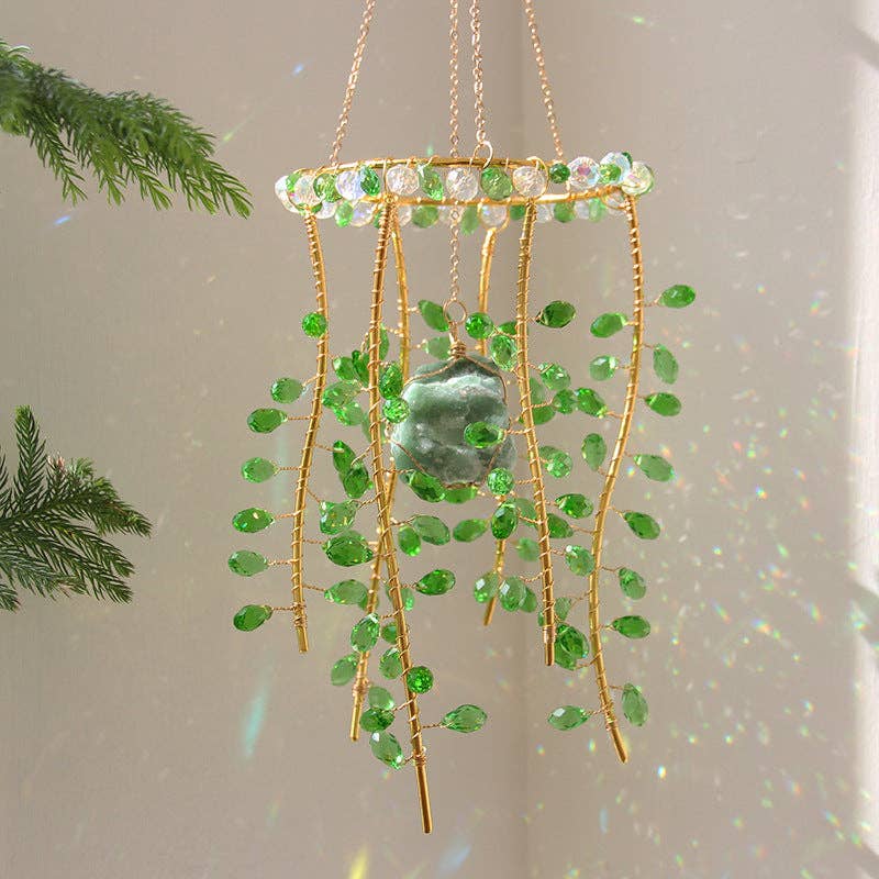 Green Plants Crystal Hanging  Suncatcher