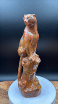 Leopard Skin Jasper Big Cat Carving on tree branch carving