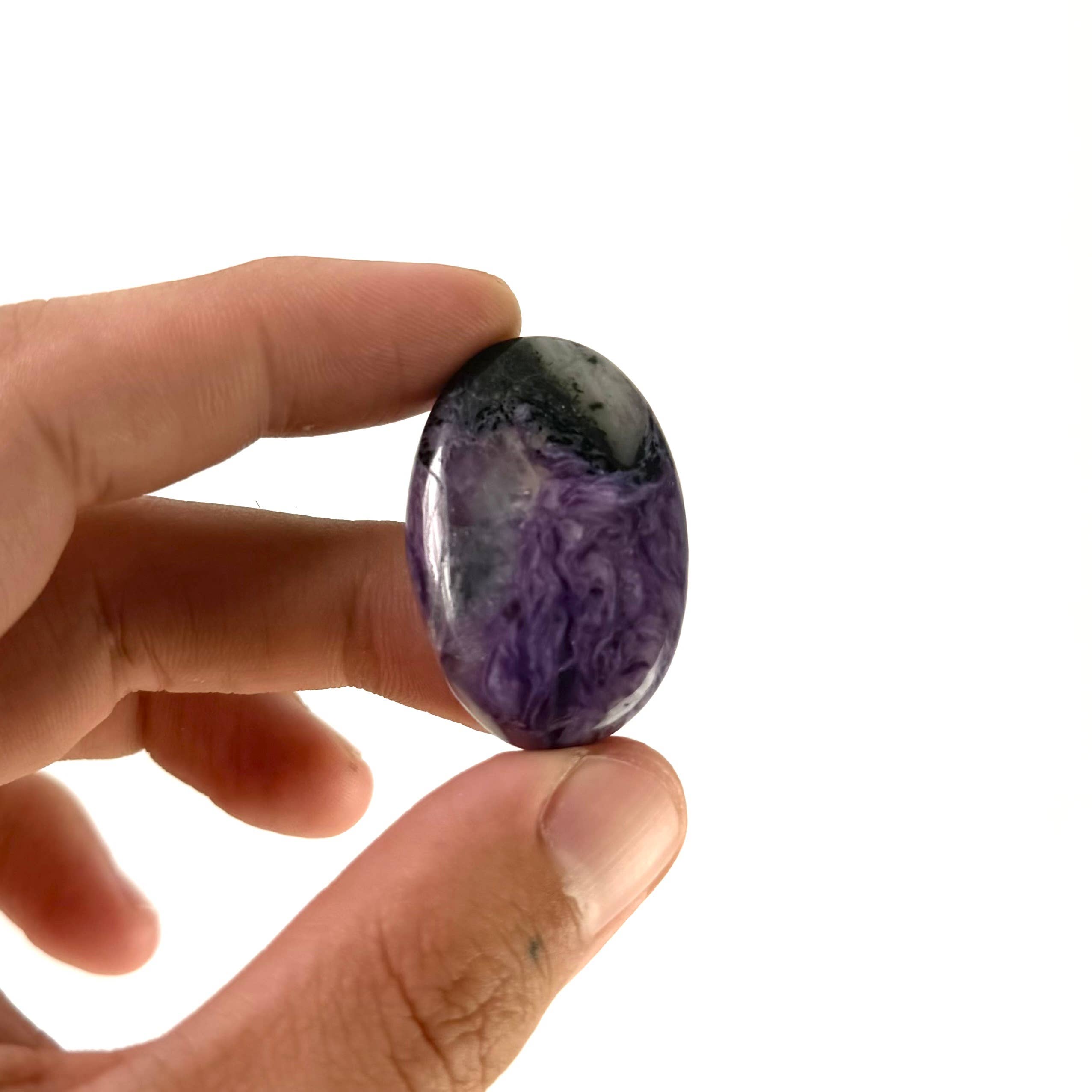 Charoite Mini Palm Stone | Polished Purple Charoite Pocket Stone