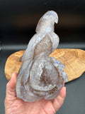 Druzy Agate Phoenix Bird with Flower Carving | 6 1/2" Crystal Sculpture H977