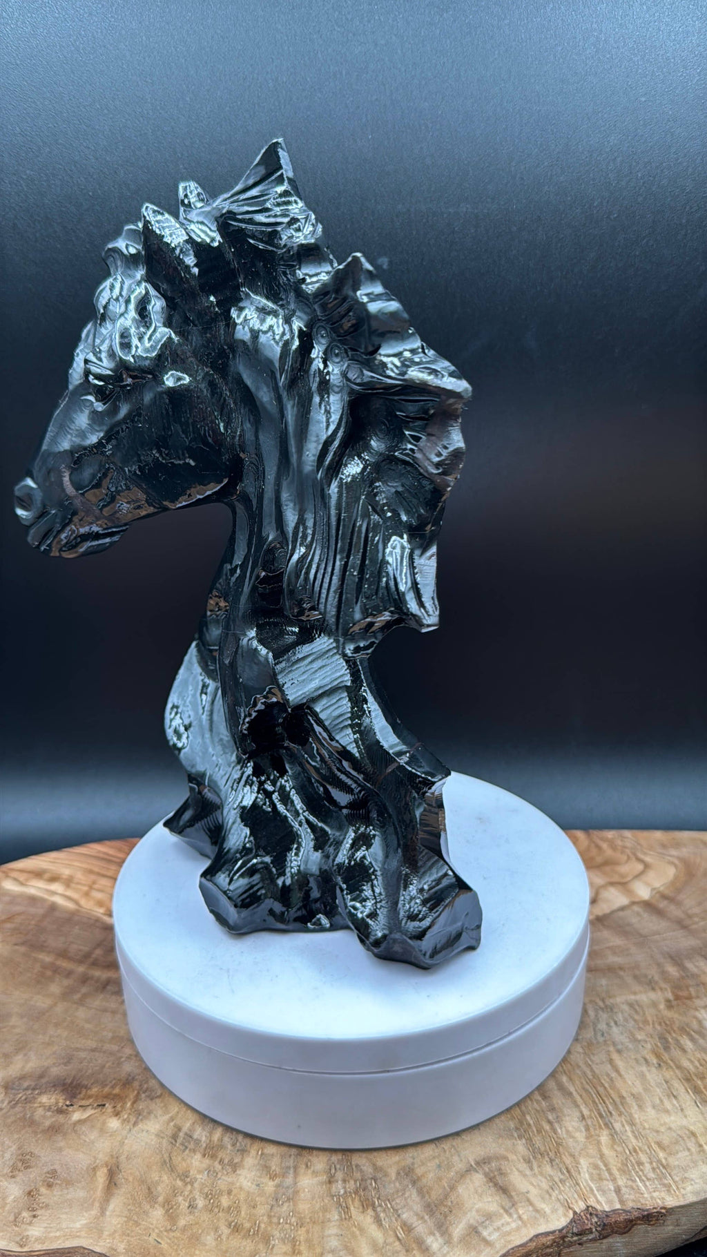 Black Jasper Horse Bust | Hand Carved