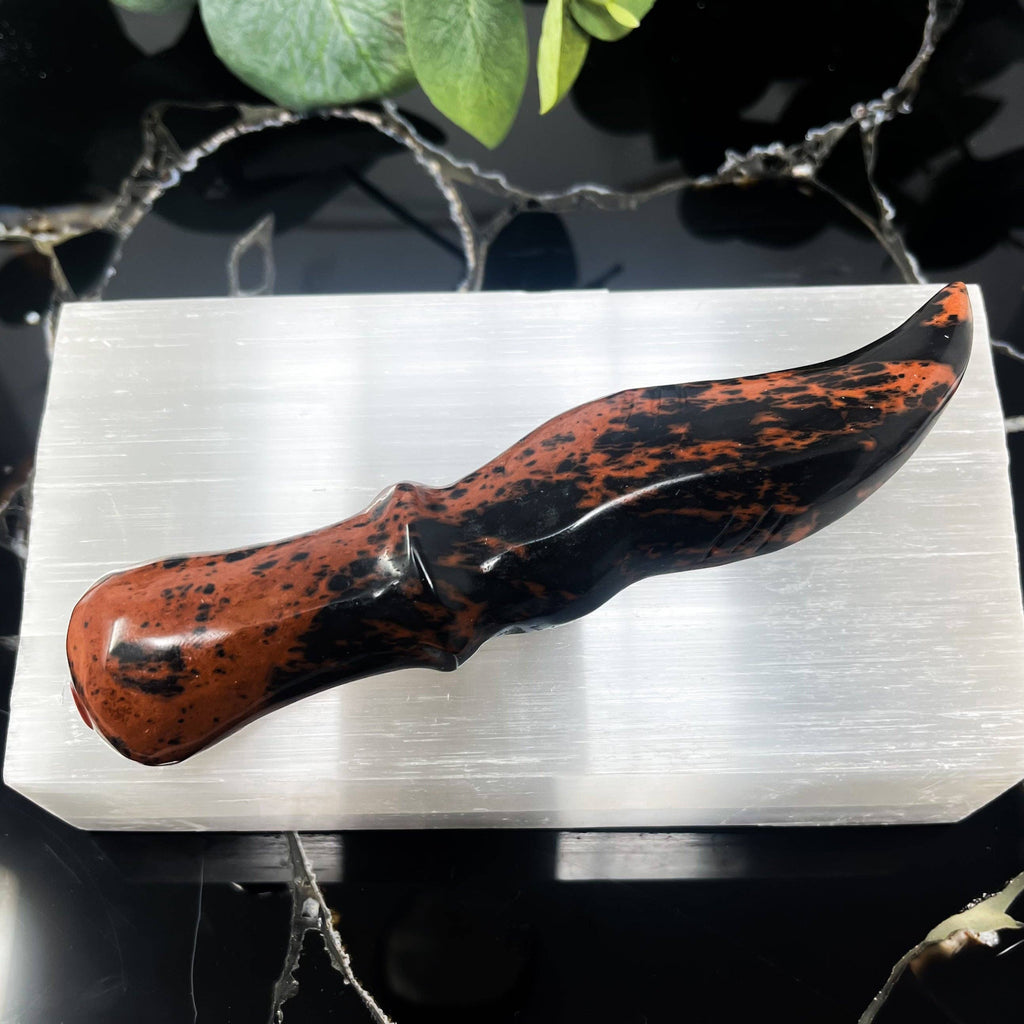 Mahogany Obsidian Athame Carving