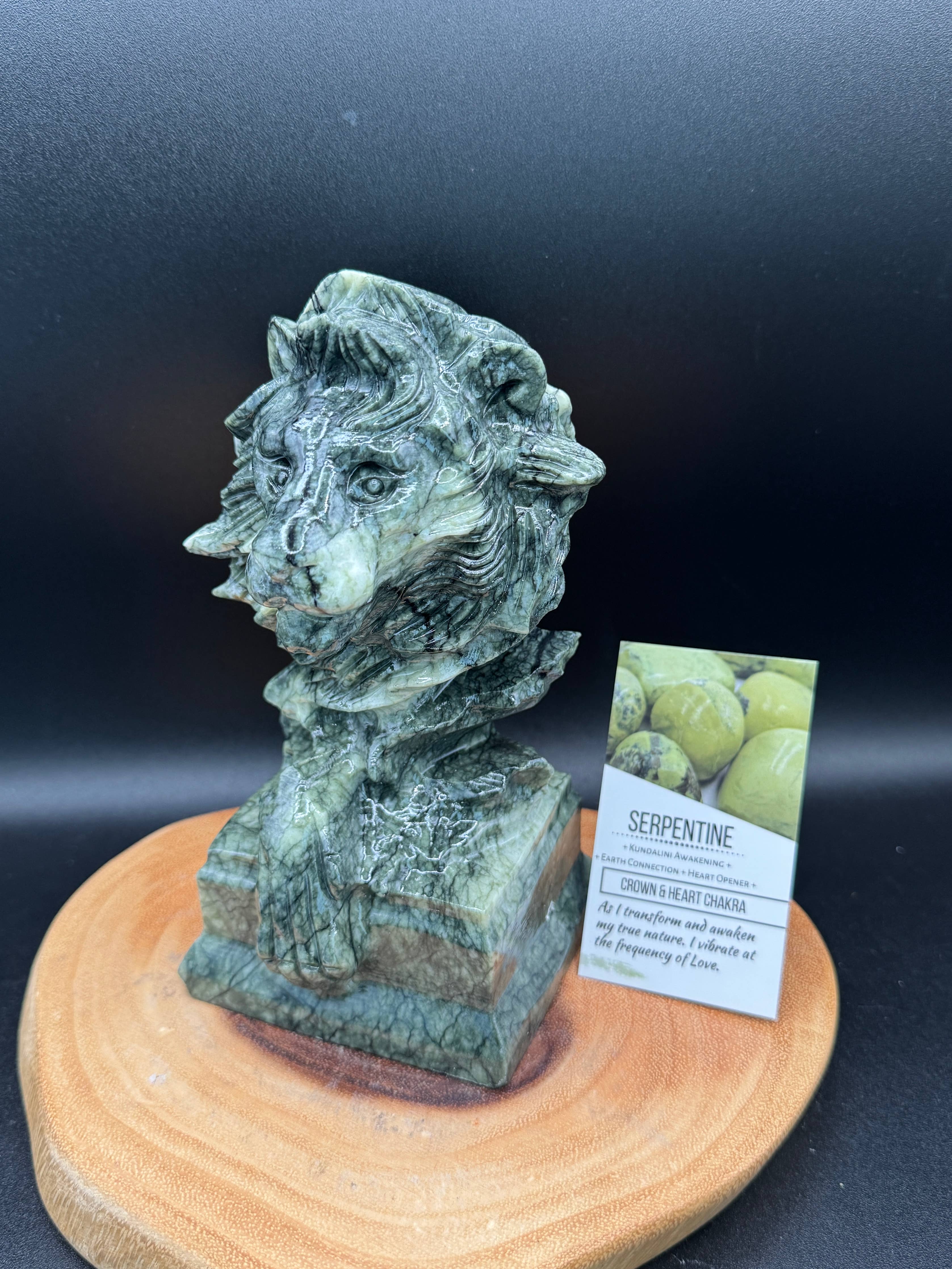 Serpentine Lion Carving 3.7lbs