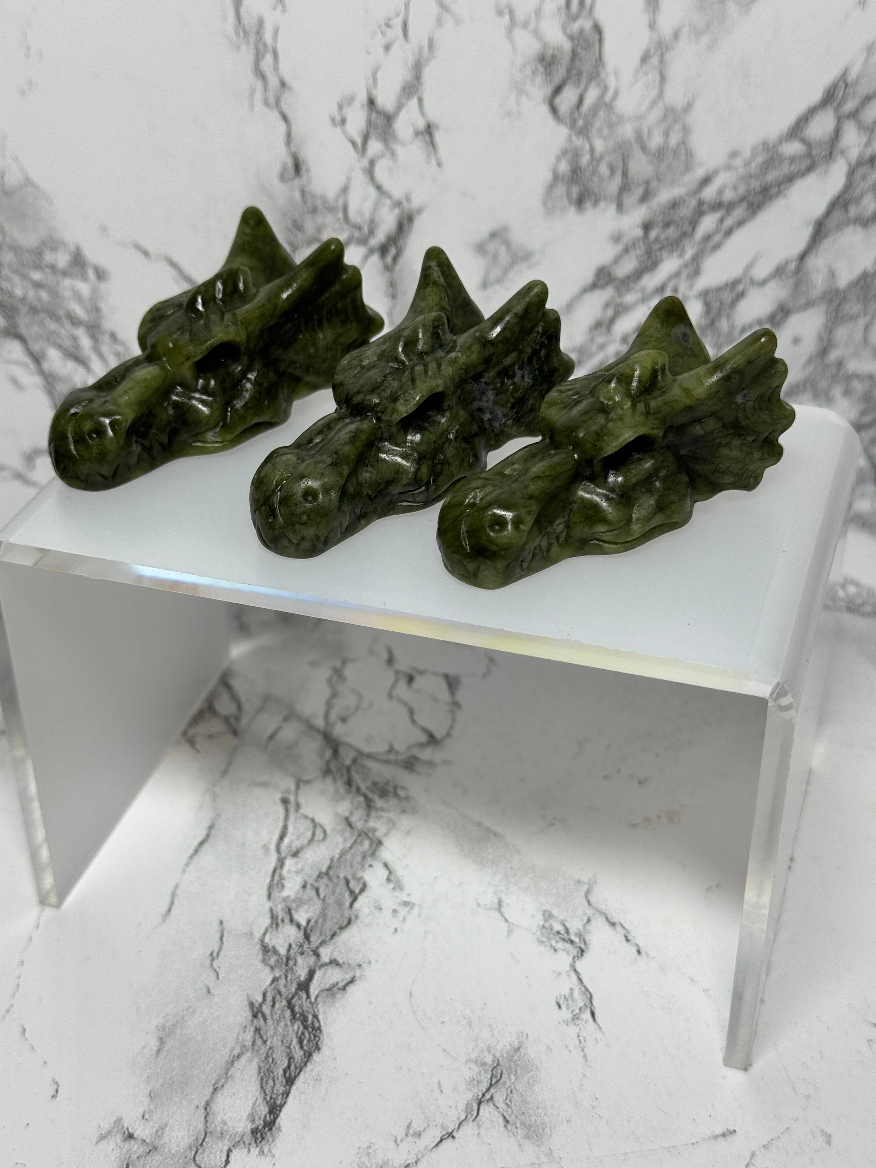 Serpentine Dragon Head Carving | 2.3" | Intuitively Chosen