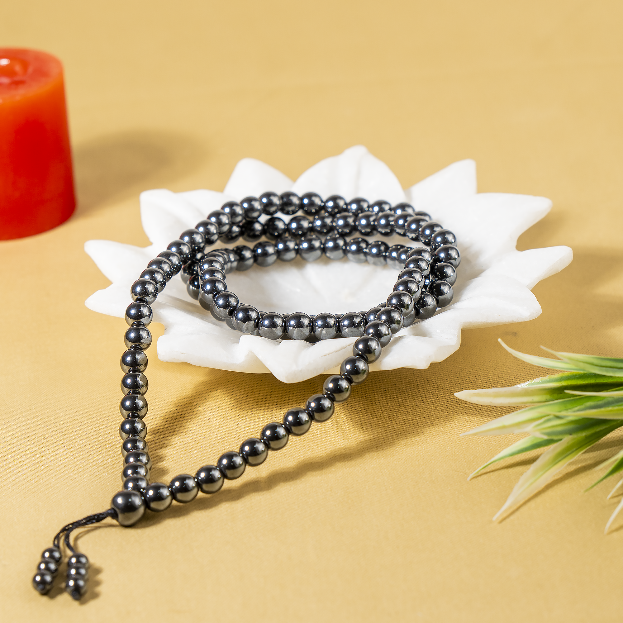 Hematite 108-Bead Mala Necklace | Meditation Prayer Beads | 8mm Gemstone Mala