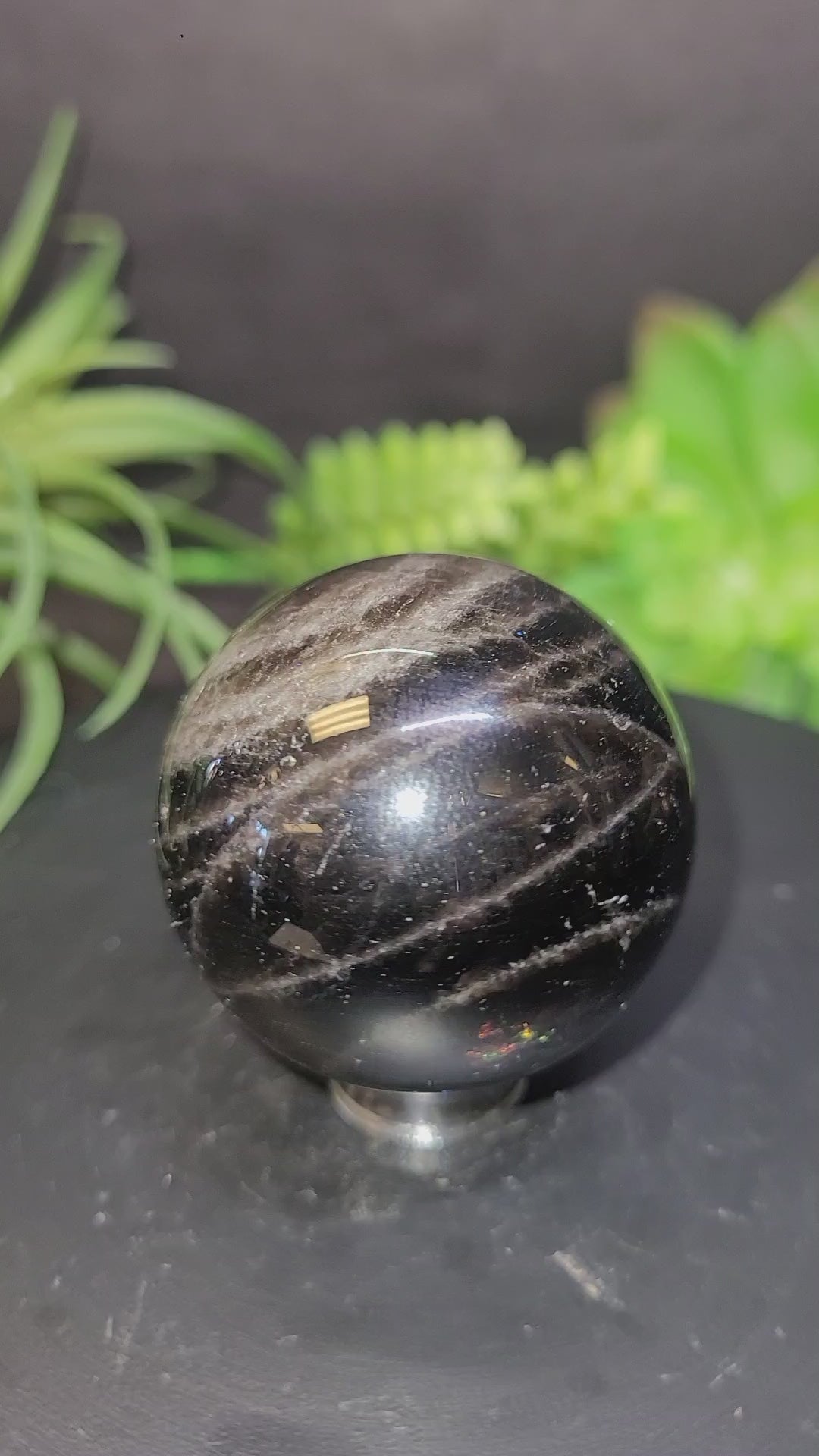 Natural Black Morion Quartz Sphere | 39.3mm Polished Crystal Sphere | 84g