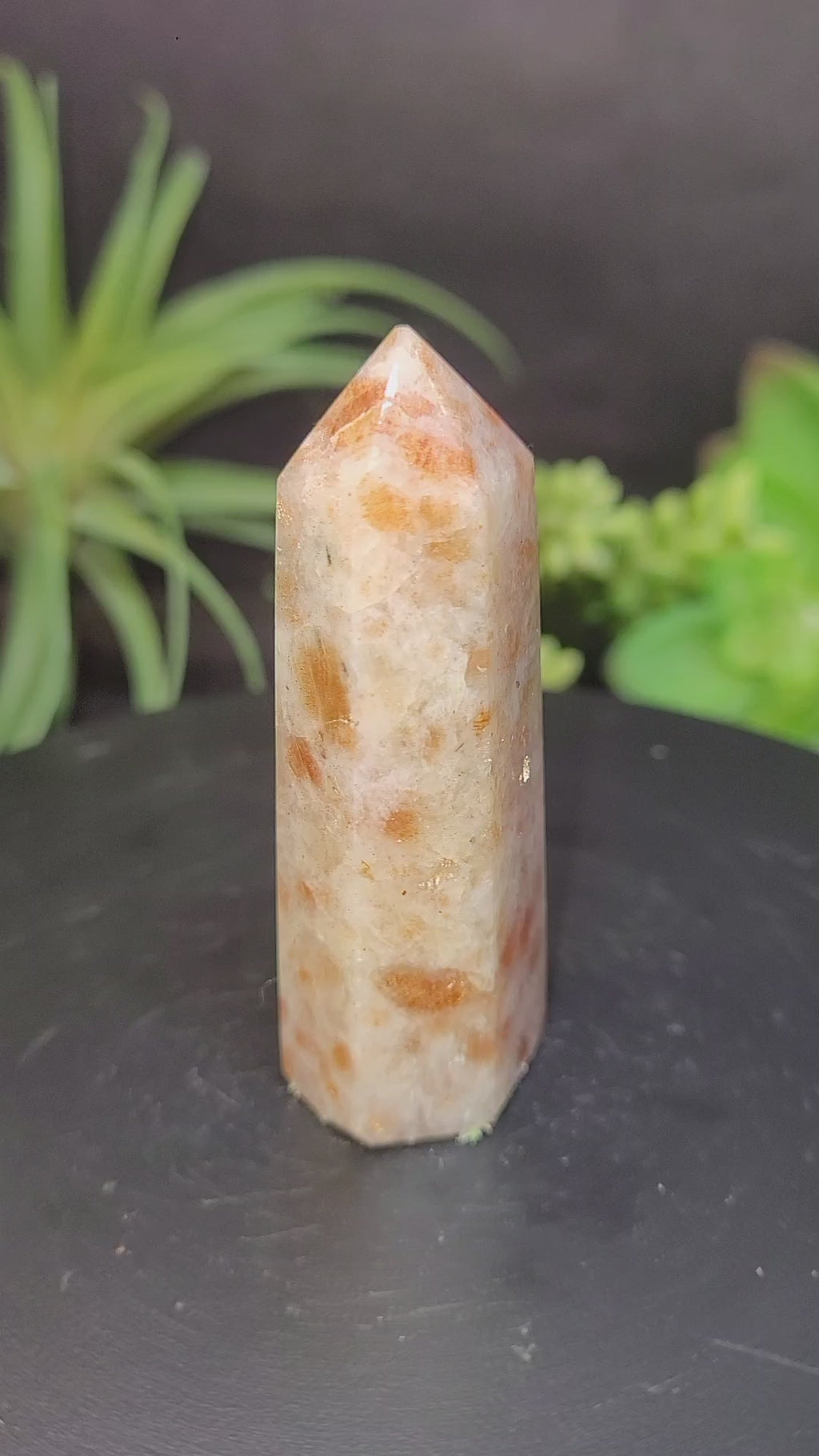 Sunstone Crystal Tower | Sparkling Peach Orange Feldspar Point | One-of-a-Kind Display Crystal