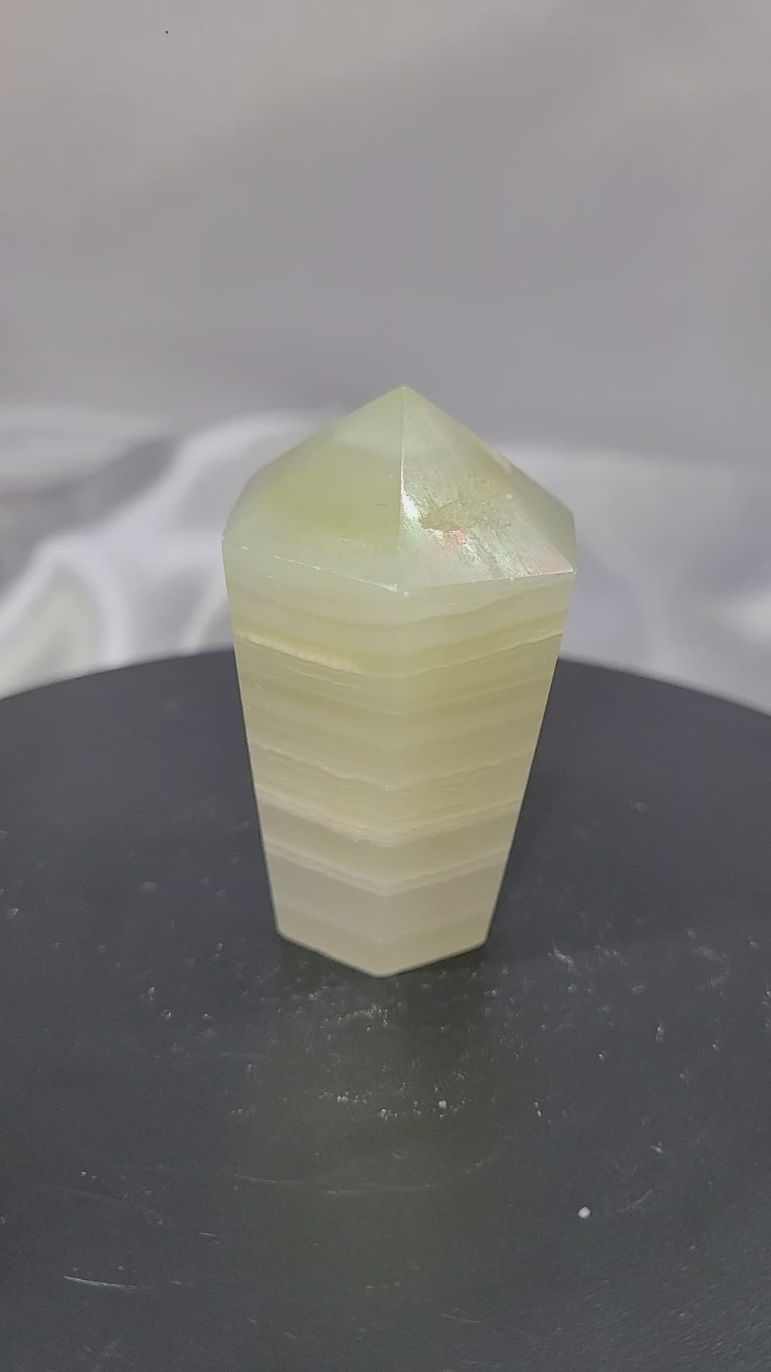 Pale Green Onyx Afghan Jade Point | Polished Crystal Tower | 77g