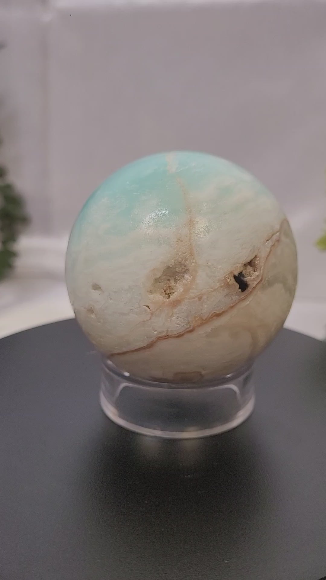 Caribbean Calcite Sphere ~Seafoam Veil