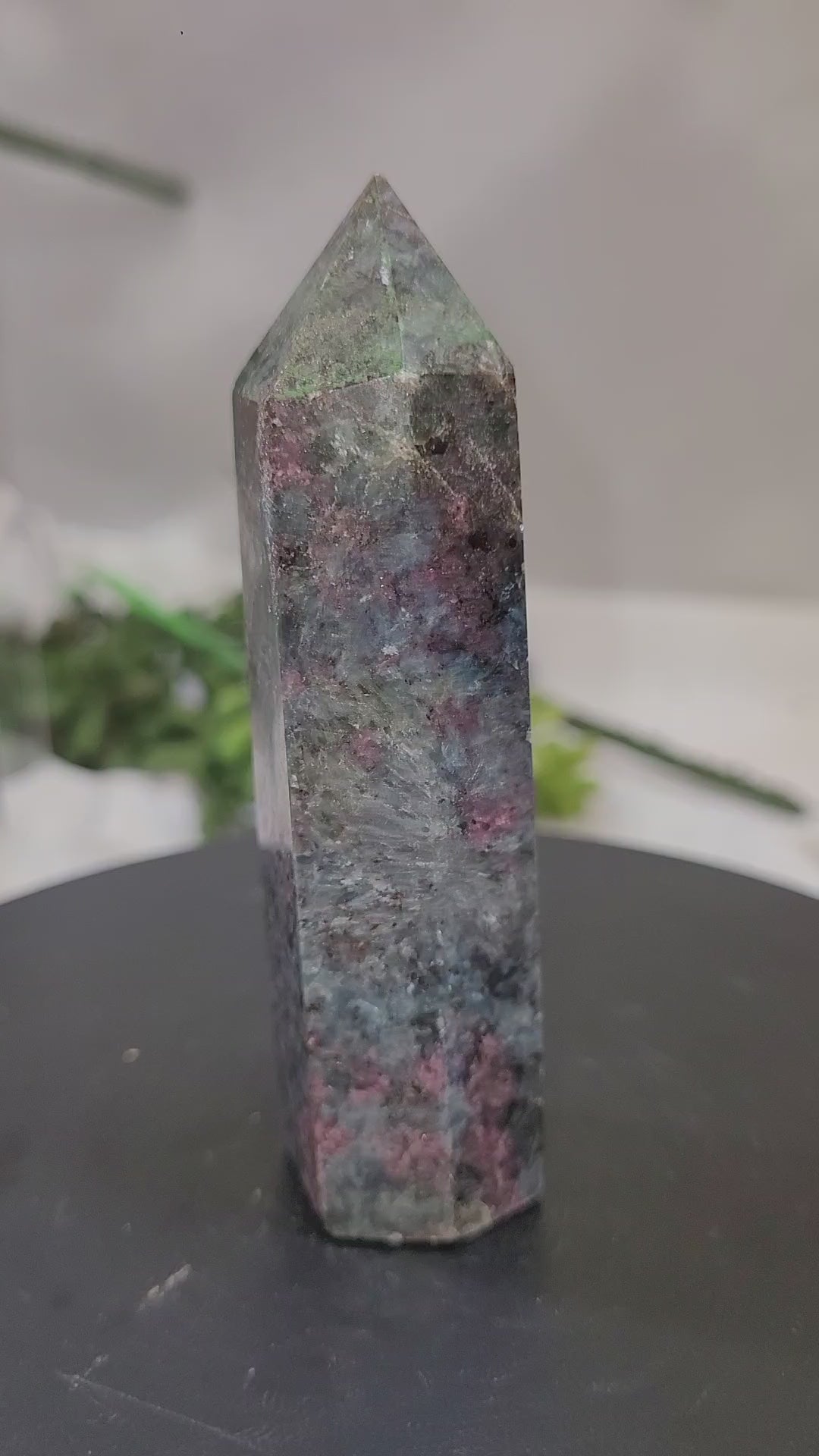 UV Reactive Ruby in Kyanite Tower | 85mm Natural Crystal Point | Fluorescent Ruby & Blue Kyanite Generator