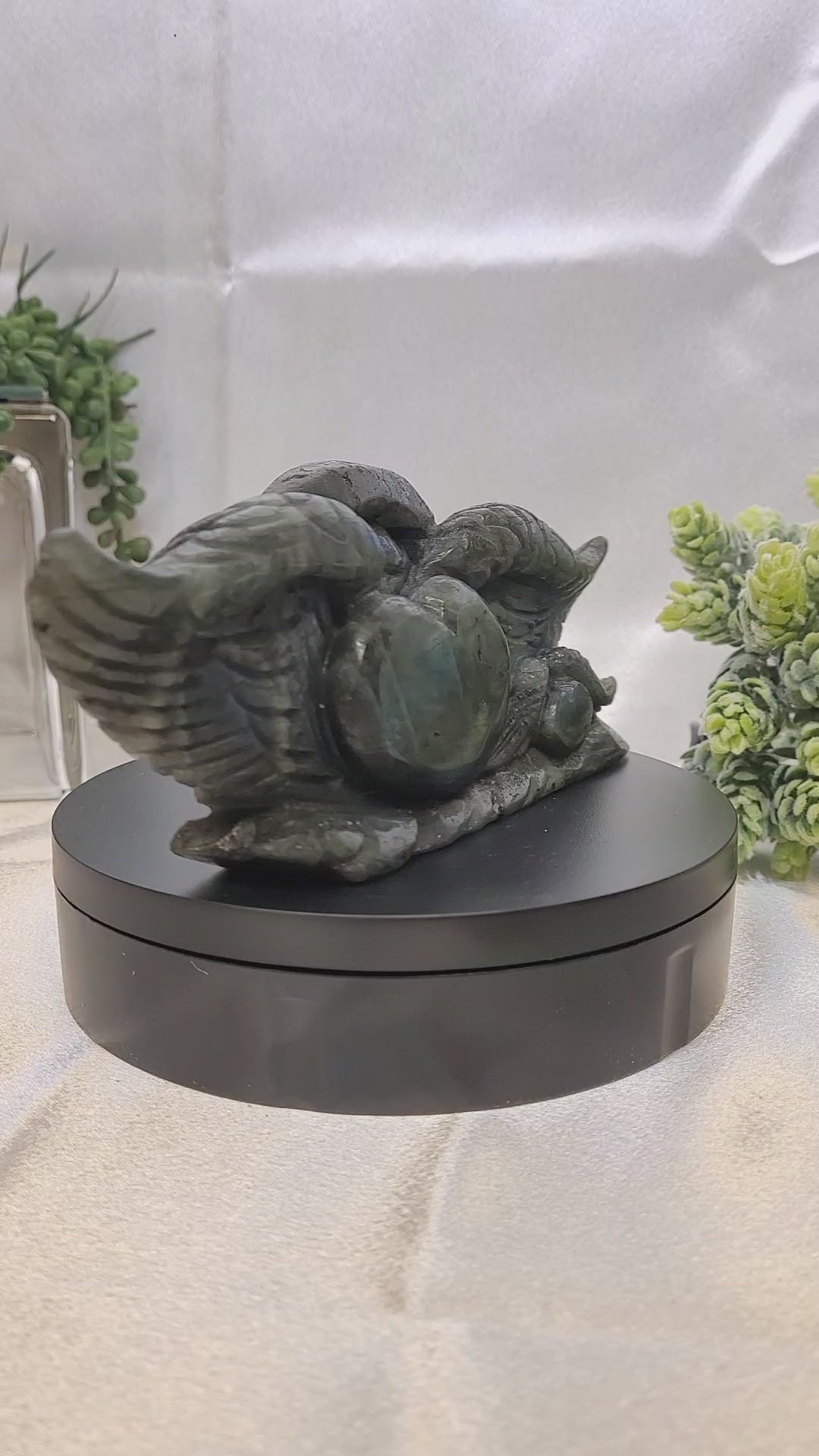 Labradorite Heart Carving ~Celestial Wings •