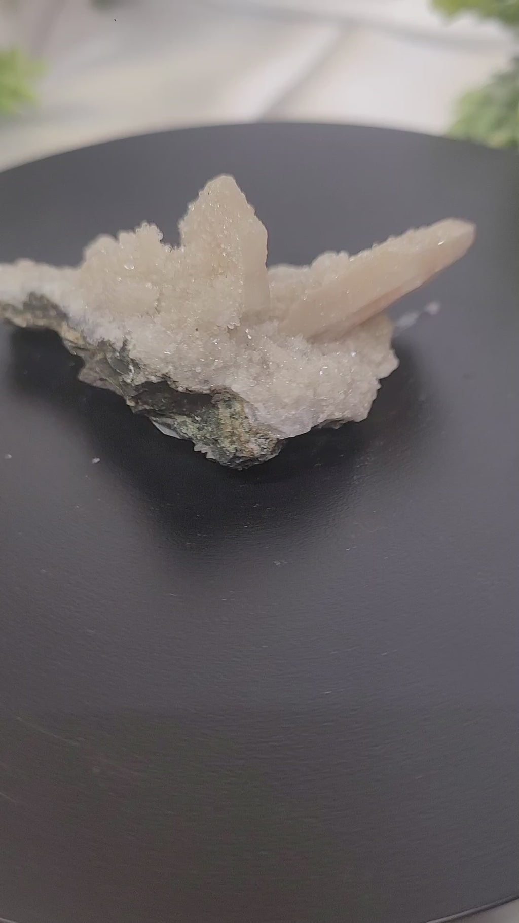 Peach Stilbite on Druzy Quartz Mini Specimen