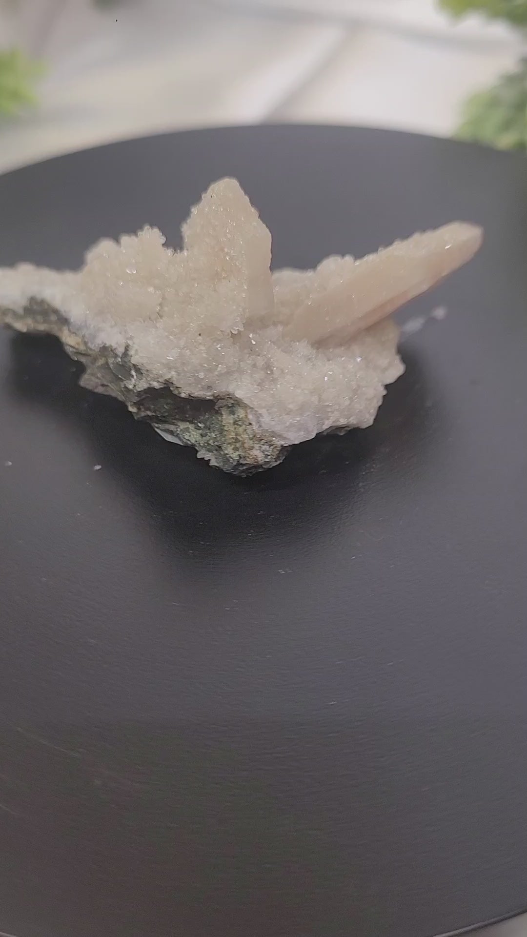 Peach Stilbite on Druzy Quartz Mini Specimen