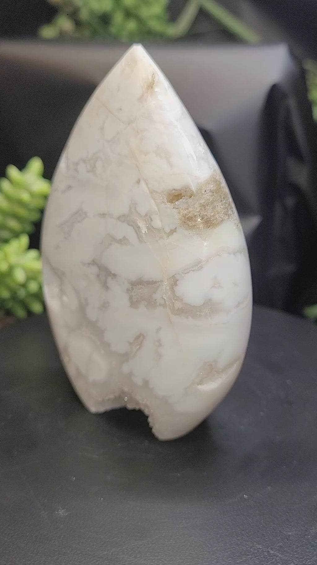 White Plume Agate Freeform with Druzy