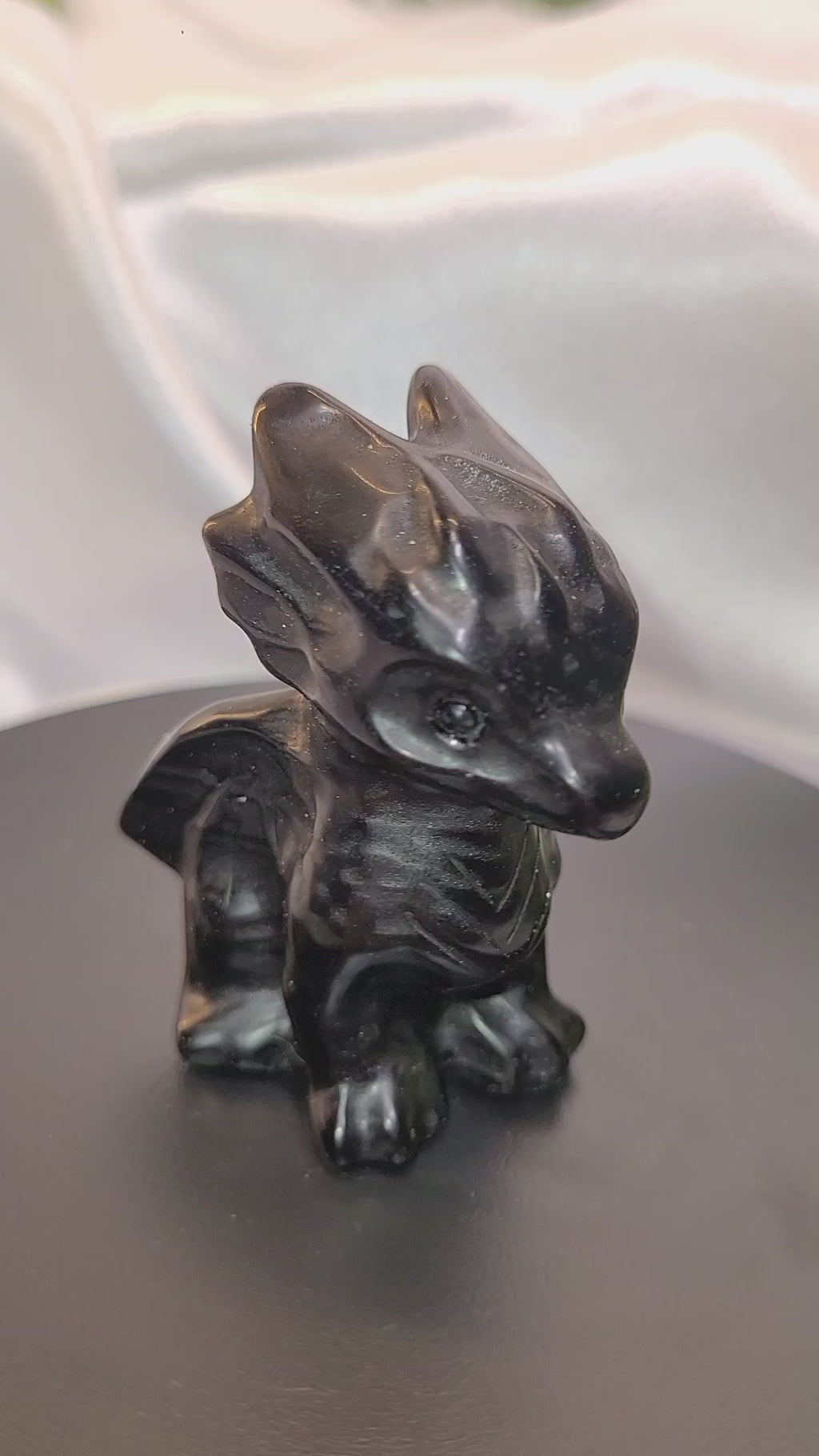 Obsidian Baby Dragon Carving
