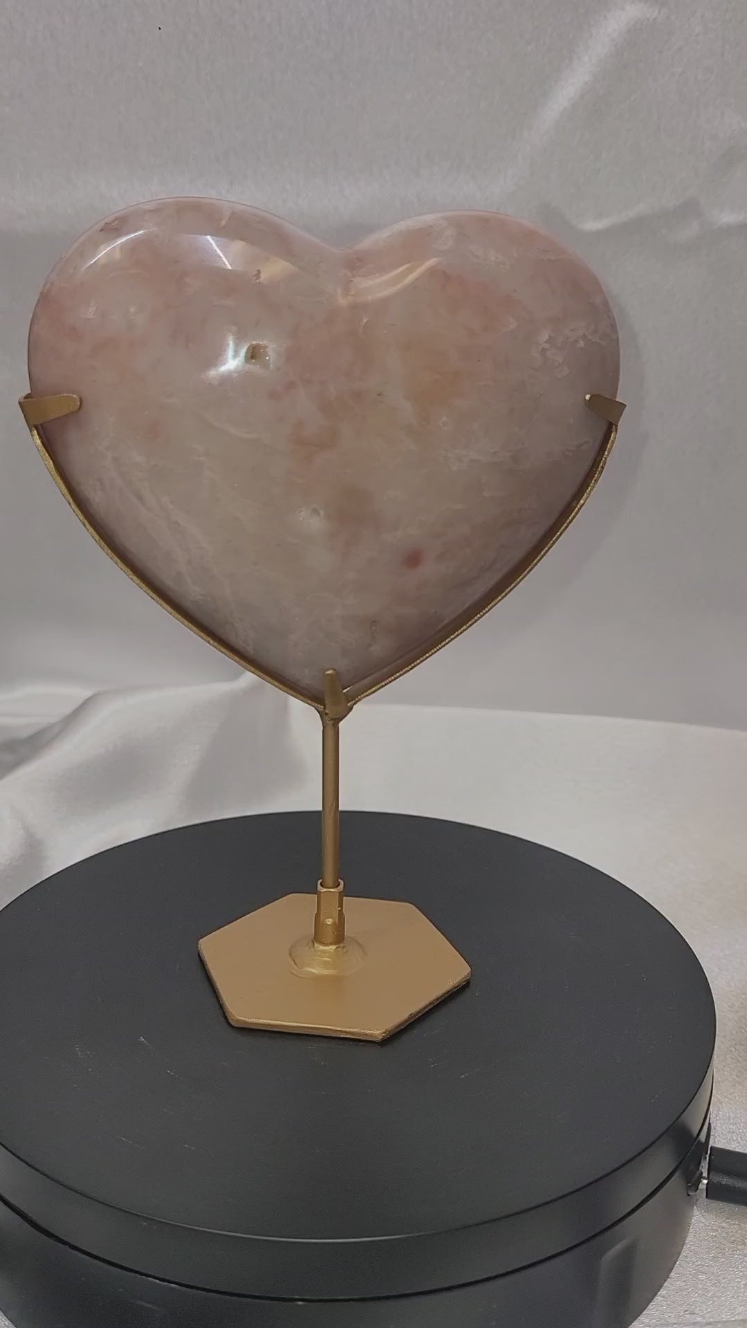 Peach Carnelian Heart on Gold Stand | Polished Crystal Heart | 319g