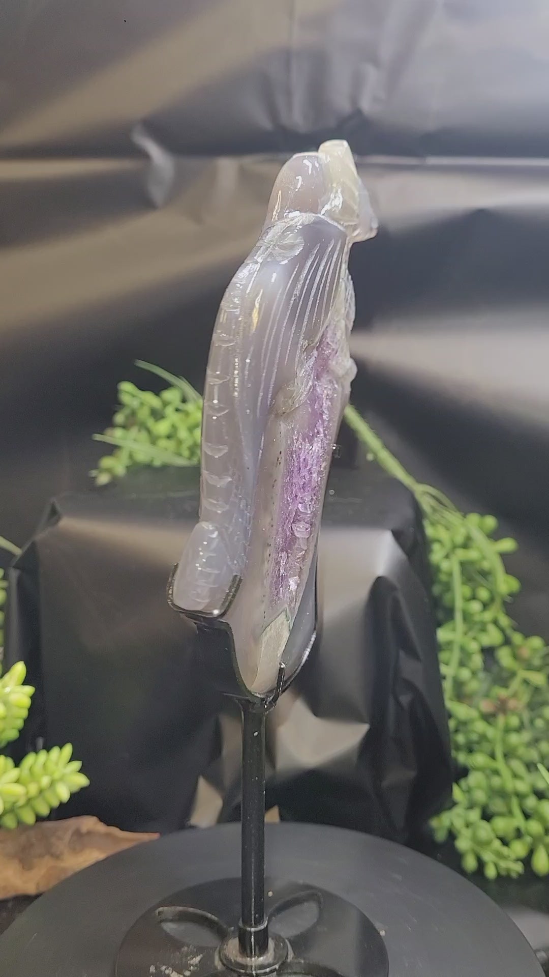 Amethyst Agate Dragon with Druzy Crystal Cave