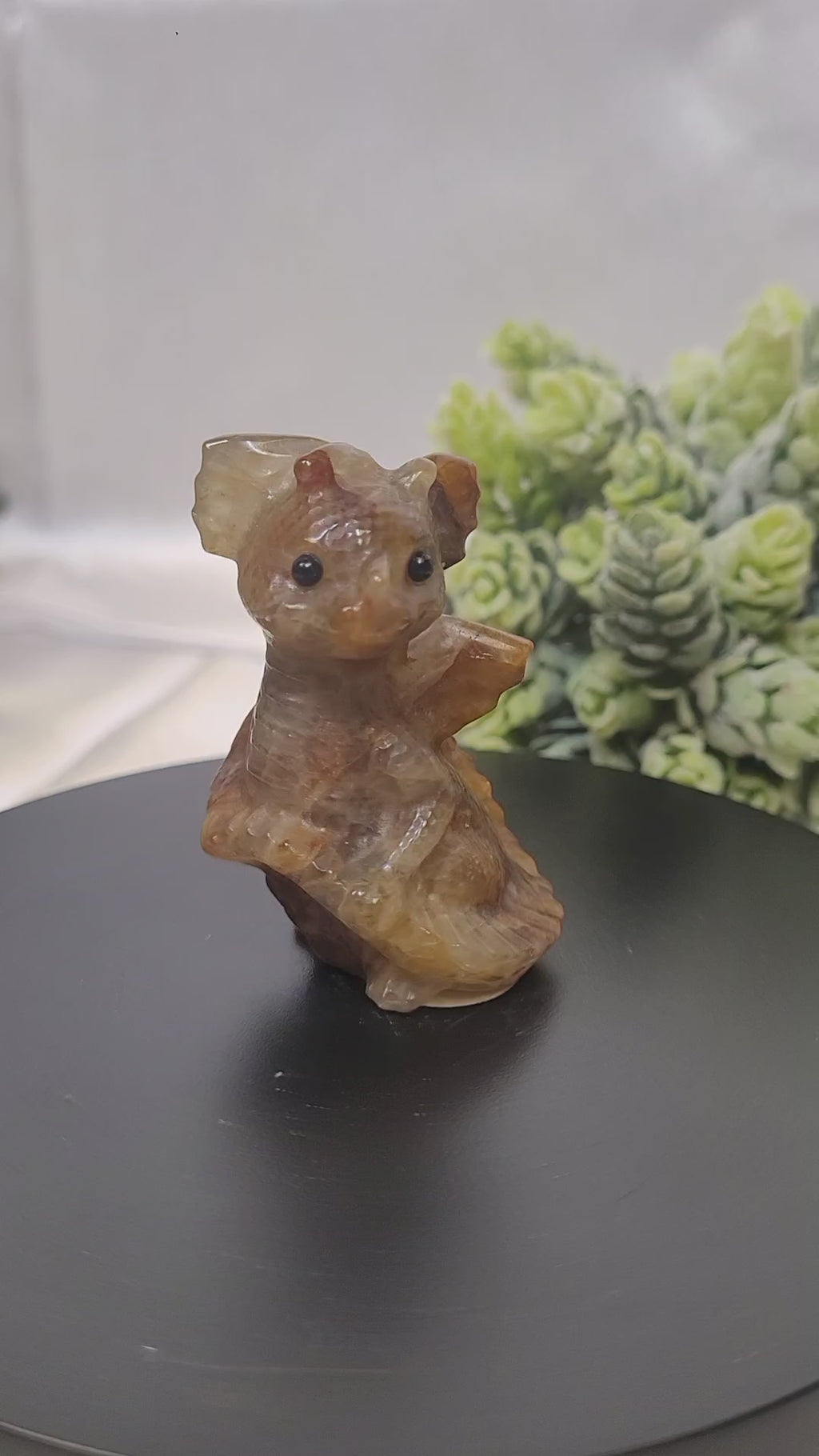 Fire Quartz Baby Dragon Carving