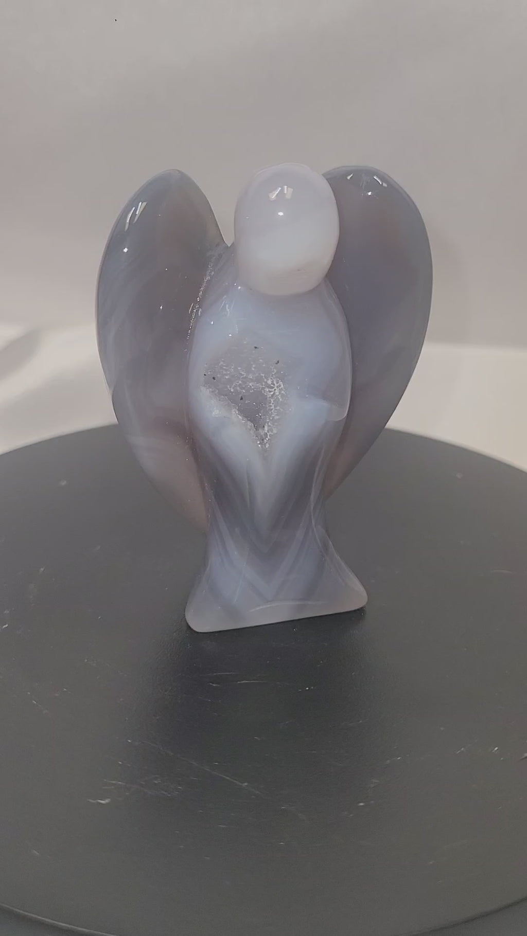 Druzy Agate Angel Carving | Natural Banded Agate Crystal Angel | 101g