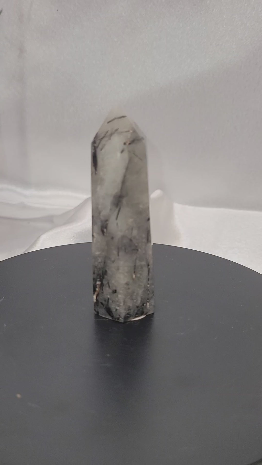 Tourmalinated Quartz Tower | Black Tourmaline in Quartz Crystal Point | 62g