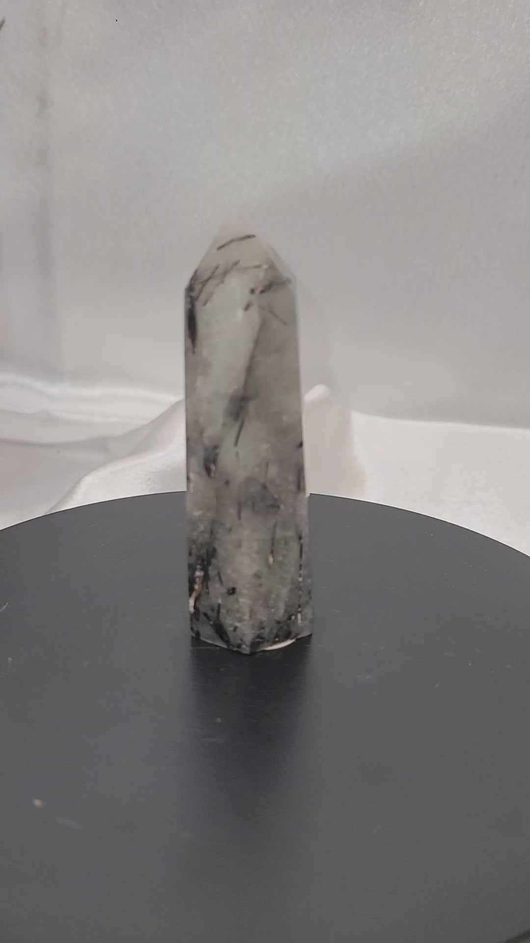 Tourmalinated Quartz Tower | Black Tourmaline in Quartz Crystal Point | 62g