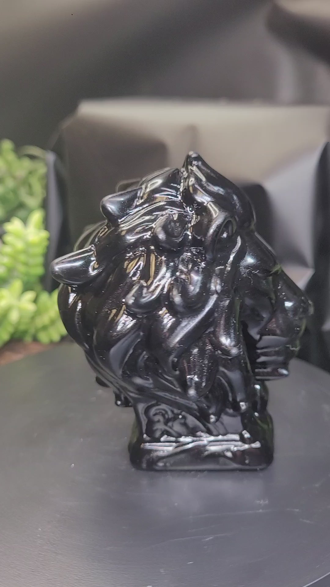 Black Obsidian Lion Carving