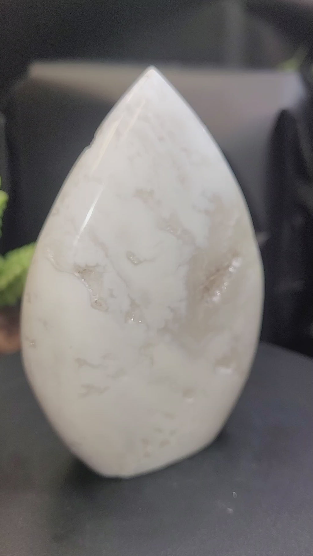 White Plume Agate Flame • Druzy Window