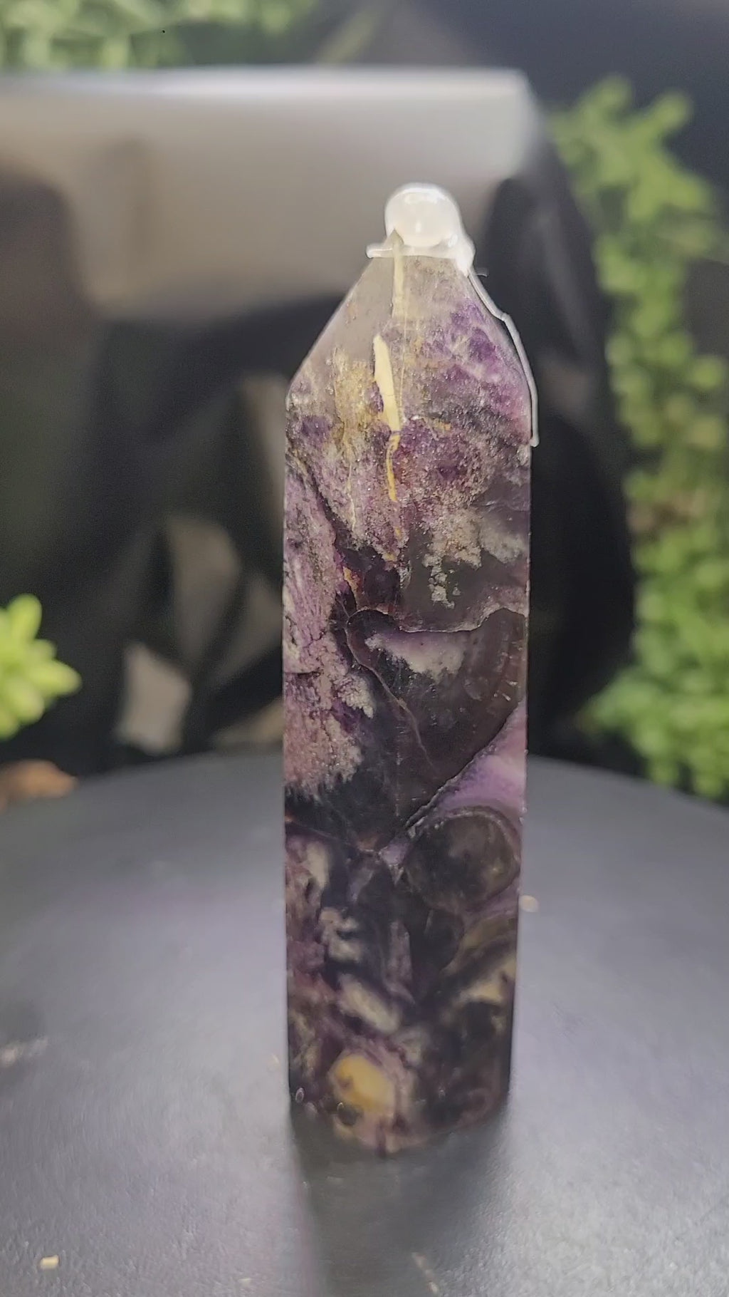 Root Fluorite Tower | UV Reactive Purple & Cream Crystal Point