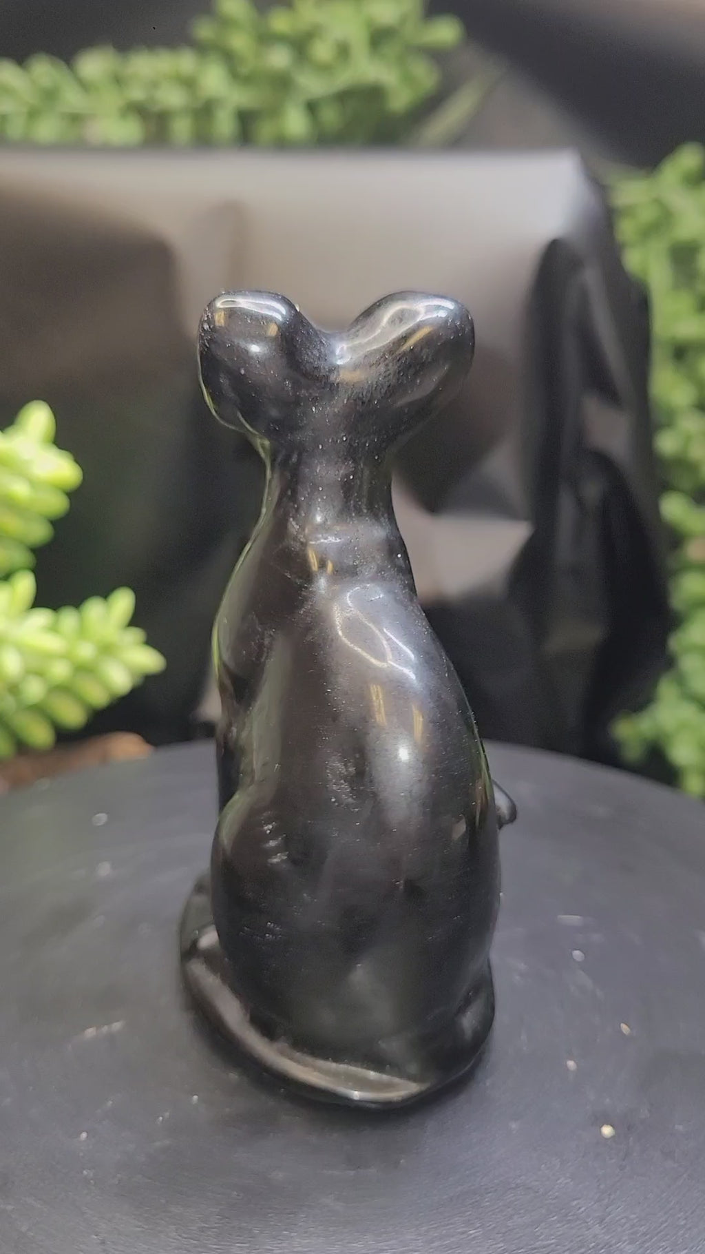 Black Obsidian Egyptian Cat Carving