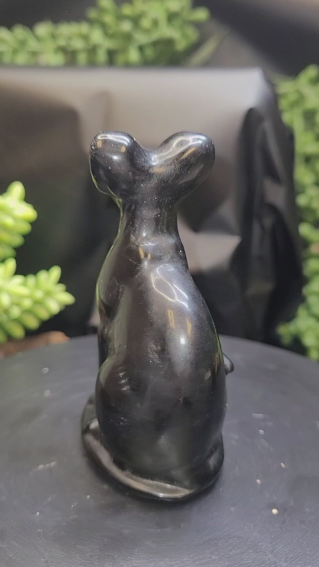 Black Obsidian Egyptian Cat Carving